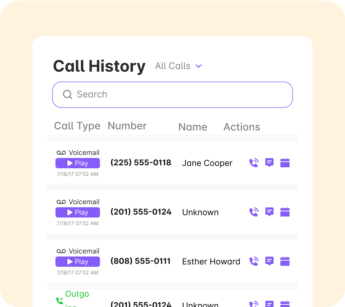 Bling call history dasboard