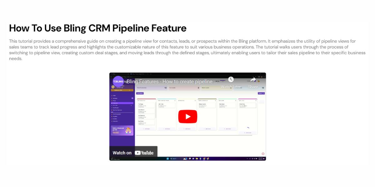 How To Use Bling CRM Pipeline Feature