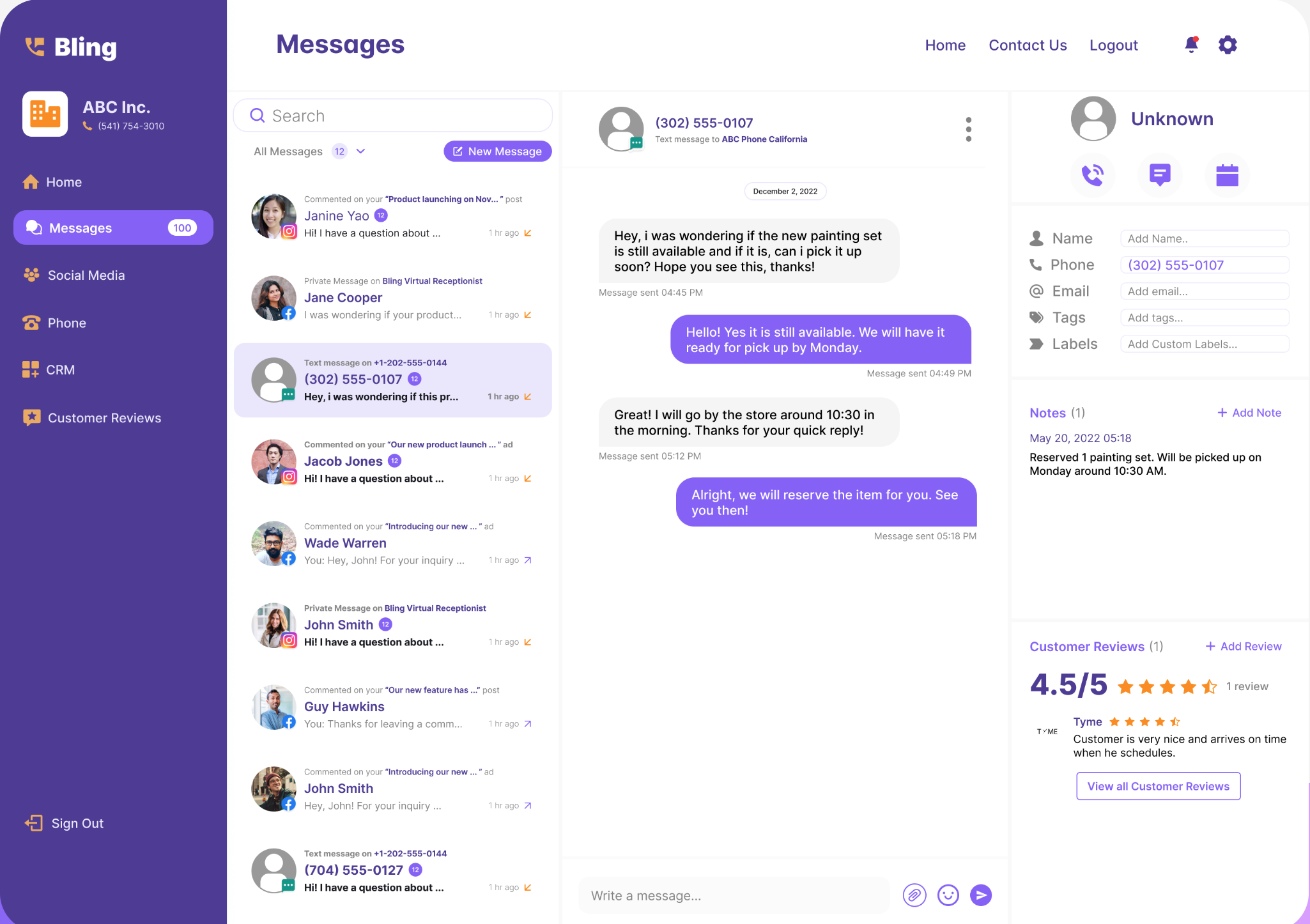 ​businessphone dashboard
