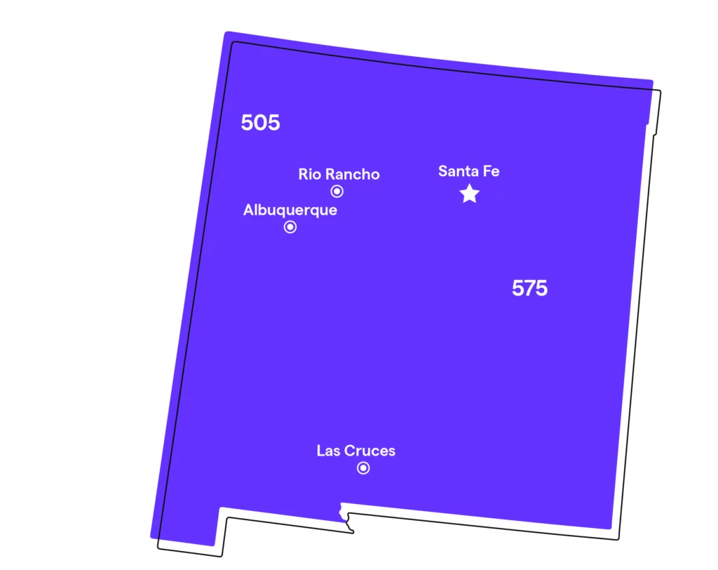 New Mexico area code map|Map of New Mexico area codes