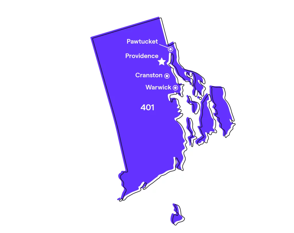 Rhode Island Area Code Map