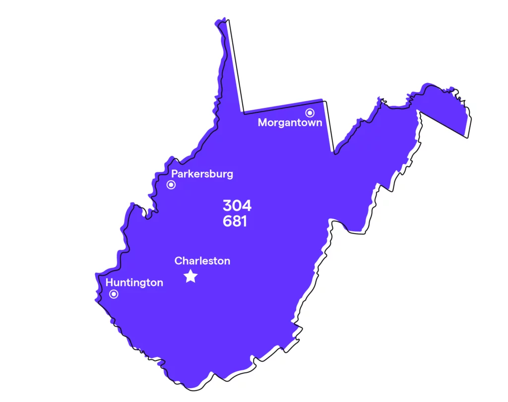 West Virginia Area Code Map